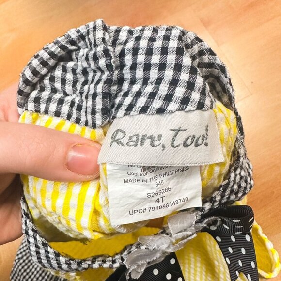 Rare, Too! Girls Yellow & Black Bumble Bee Seersucker Dress Size 4T - Picture 6 of 7